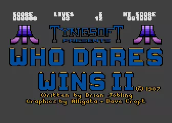 Who Dares Wins II Atari 8-bit Title screen