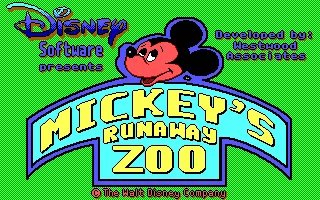 Mickey&#x27;s Runaway Zoo DOS Title (EGA)