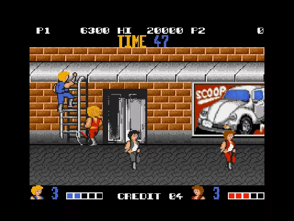 Double Dragon Amiga Making a diversion while the other player takes &#x27;em out one by one.