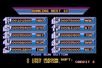 Street Fighter TurboGrafx CD High Scores