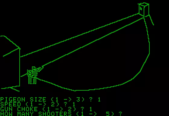 Skeet Shoot Apple II Setting game options (Monochrome display)