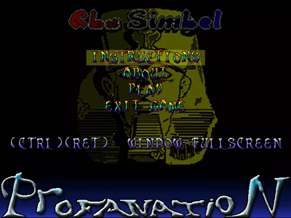 Abu Simbel Profanation Deluxe Windows Main menu