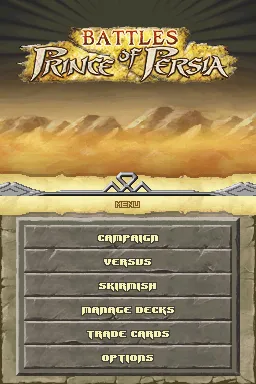 Battles of Prince of Persia Nintendo DS Title screen with main menu.