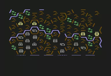Breakthrough in the Ardennes Commodore 64 Hex map - battle line