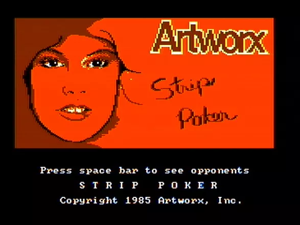 Strip Poker: A Sizzling Game of Chance DOS Title screen (CGA with composite monitor)