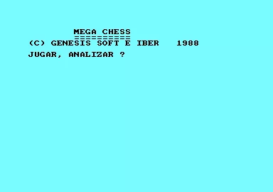 Megachess Amstrad CPC Title screen and main menu. The questions appear after each last one is answered.