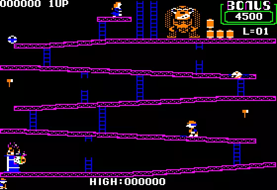 Donkey Kong Apple II The first level
