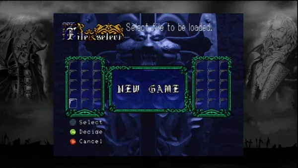 Castlevania: Symphony of the Night Xbox 360 Profiles are loaded from emulated PS1 memory cards.