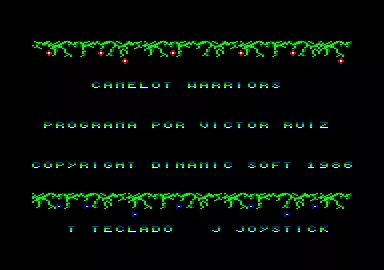 Camelot Warriors Amstrad CPC Game menu