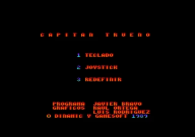 El Capit&#xE1;n Trueno Amstrad CPC Main menu