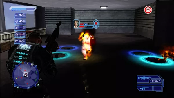 Crackdown Xbox 360 Each gang has bosses to be taken down. Setting them on fire is optional.