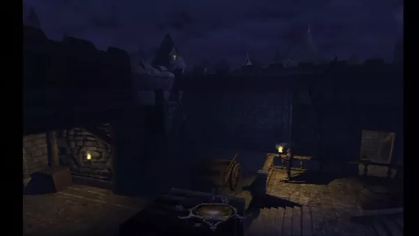 Thief: Deadly Shadows Xbox Outside a castle with the City in the distance.