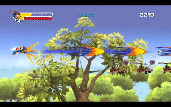 Rocket Knight Windows One of the flying levels, with completely different gameplay mechanics