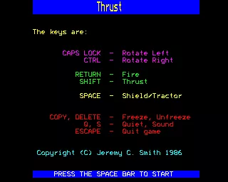 Thrust BBC Micro Instructions