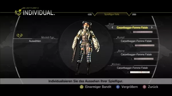 Lost Planet 2 Xbox 360 You can customize your character from look to weapons.