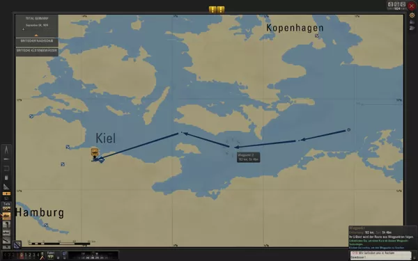 Silent Hunter 5: Battle of the Atlantic Windows Plotting a course to Kiel.