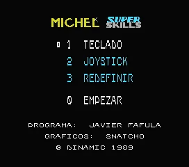 Michel Futbol Master + Super Skills MSX Main menu for &#x22;Michel Super Skills&#x22;