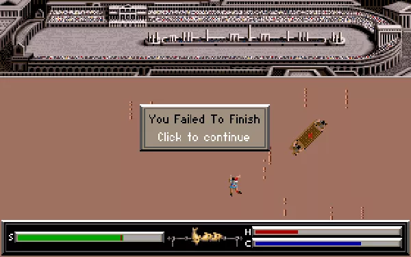 Centurion: Defender of Rome DOS That race didn&#x27;t turn out so well...the ambulance even left you for dead. Ouch.