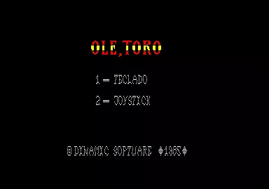 Ol&#xE9;, Toro Amstrad CPC Title screen and main menu
