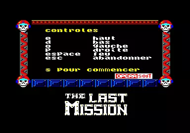 The Last Mission Amstrad CPC Main menu