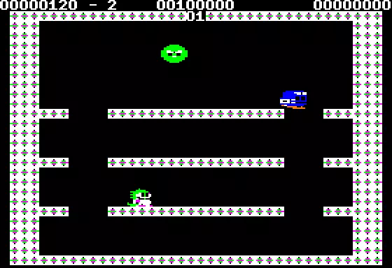 Bubble Bobble Apple II A game in progress