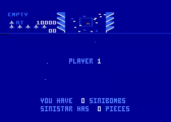Sinistar Atari 8-bit Starting the game.