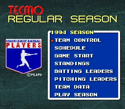 Tecmo Super Baseball SNES Season options