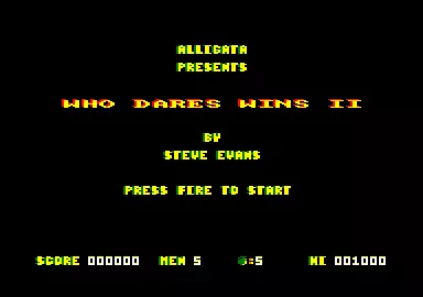 Who Dares Wins II Amstrad CPC Title screen and credits