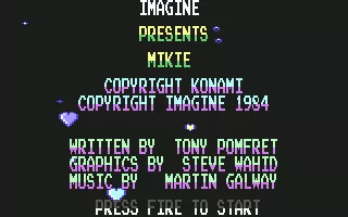 Mikie Commodore 64 Title