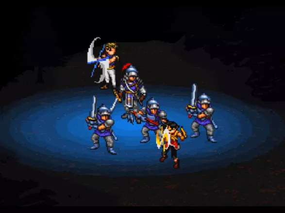 Suikoden II PlayStation The hero and Jowy perform their &#x22;Buddy Attack&#x22;, a devastating assault on the entire enemy party