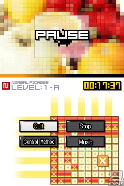Picross DS Nintendo DS The pause menu gives you the option of saving your current puzzle for later.