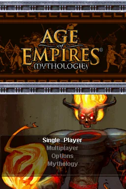 Age of Empires: Mythologies Nintendo DS The title screen.