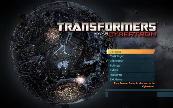 Transformers: War for Cybertron Windows Main menu