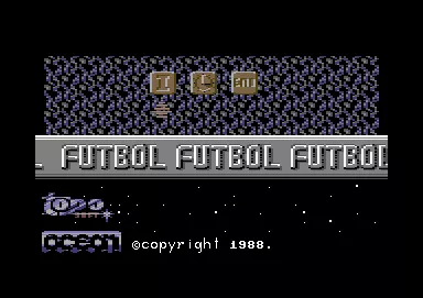 Emilio Butrague&#xF1;o &#xA1;F&#xFA;tbol! Commodore 64 Title screen and main menu