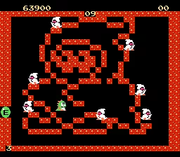 Bubble Bobble NES A more difficult level. Less place to make bubbles, and those white suckers are tougher