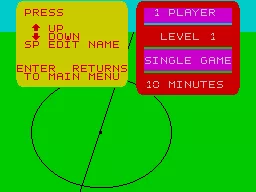 Super Soccer ZX Spectrum Changing the number of players - note that the play mode is linked