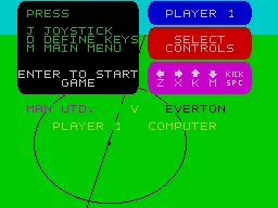 Super Soccer ZX Spectrum Defining the action keys
