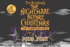 Tim Burton&#x27;s The Nightmare Before Christmas: The Pumpkin King Game Boy Advance Title Screen