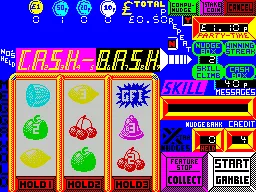 Fruit Machine Simulator ZX Spectrum Part of the CASH BASH feature is lit and held for the next spin