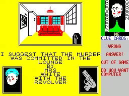 Cluedo ZX Spectrum Three wrong answers in a row and the human player is out of the game