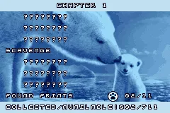 Arctic Tale Game Boy Advance Select shows an overview of what we&#x27;ve done and what can be found in the level.