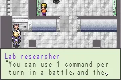 Zoids: Legacy Game Boy Advance At a science lab: A helpful employee informs us about tactics.