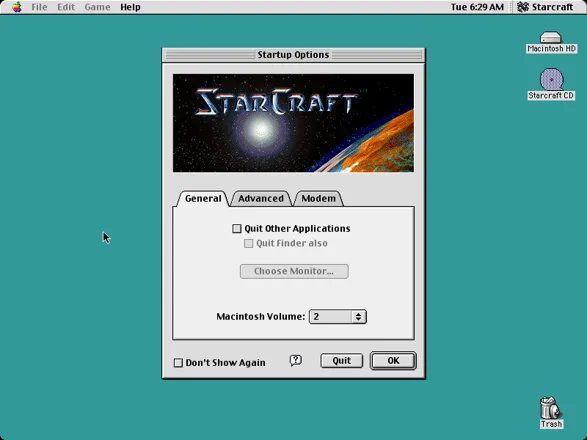 StarCraft Macintosh Mac autostart game launch menu