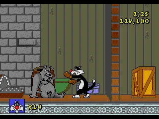 Sylvester and Tweety in Cagey Capers Genesis Use the boxing gloves and give the dog a savage beating.