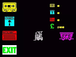 Wibstars ZX Spectrum First, choose what goods to buy, and load up the purple cart