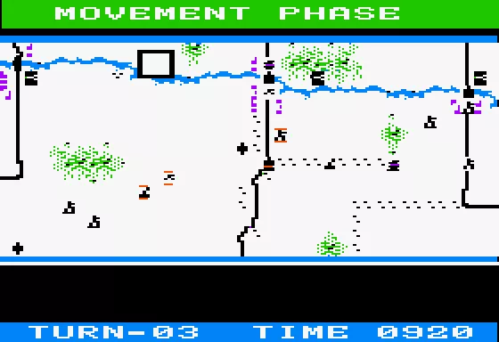 Panzer Grenadier Apple II Turn 3 and we have reached bridge center and bridge right