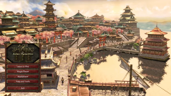 Age of Empires III: The Asian Dynasties Windows Main menu (Japanese home city)