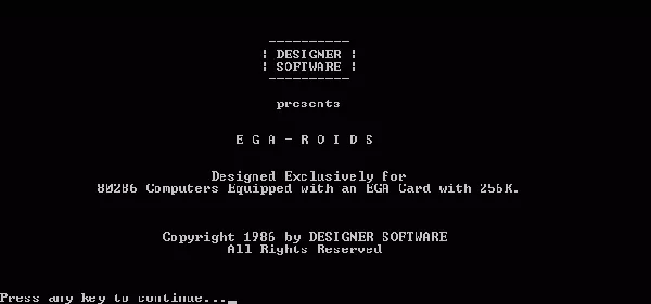 EGA-Roids DOS Title screen