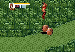 Golden Axe III Genesis Death Mountain: jumping over barrels that come rolling down the mountain