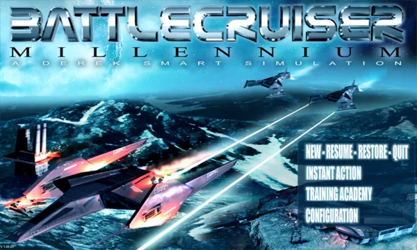 Battlecruiser Millennium Windows Title screen with main menu